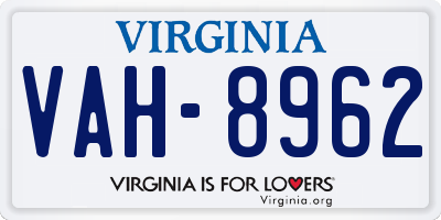 VA license plate VAH8962