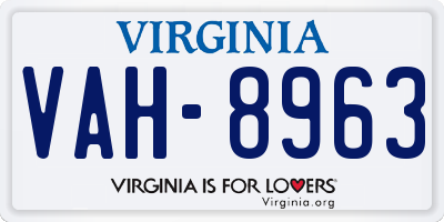 VA license plate VAH8963