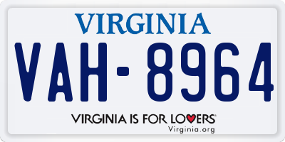 VA license plate VAH8964