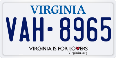 VA license plate VAH8965