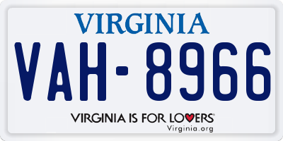 VA license plate VAH8966