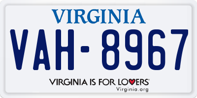 VA license plate VAH8967