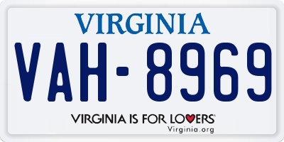 VA license plate VAH8969