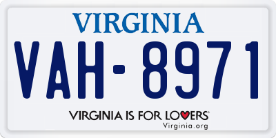 VA license plate VAH8971