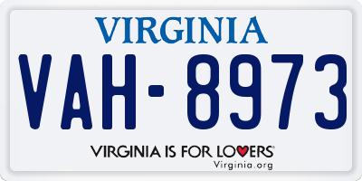 VA license plate VAH8973