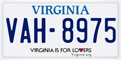 VA license plate VAH8975