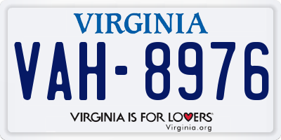 VA license plate VAH8976