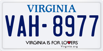 VA license plate VAH8977