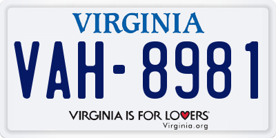 VA license plate VAH8981