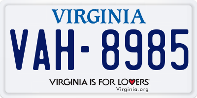VA license plate VAH8985