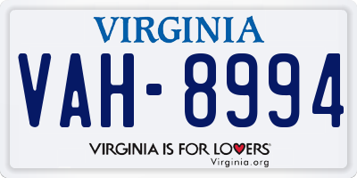 VA license plate VAH8994
