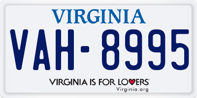 VA license plate VAH8995
