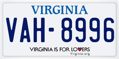 VA license plate VAH8996
