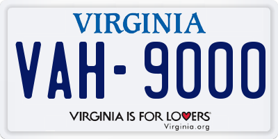 VA license plate VAH9000