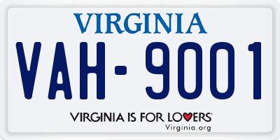 VA license plate VAH9001
