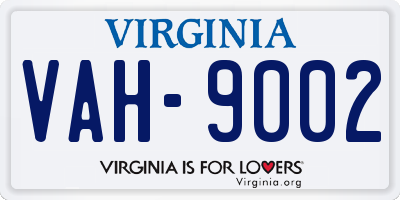 VA license plate VAH9002