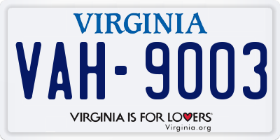 VA license plate VAH9003