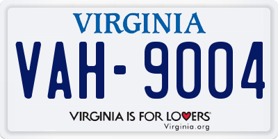 VA license plate VAH9004