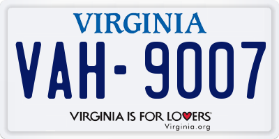 VA license plate VAH9007