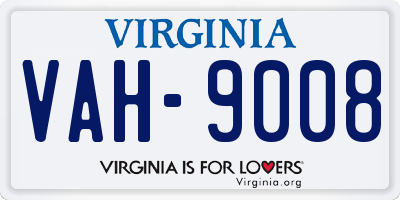 VA license plate VAH9008