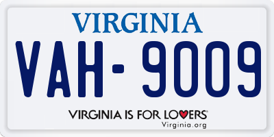 VA license plate VAH9009