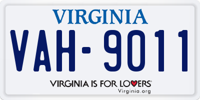 VA license plate VAH9011