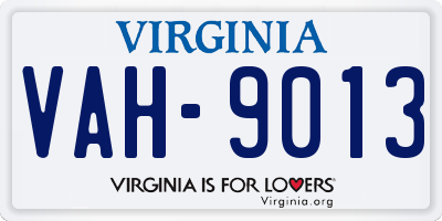 VA license plate VAH9013