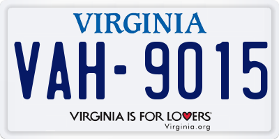 VA license plate VAH9015