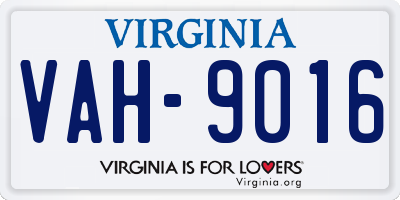 VA license plate VAH9016
