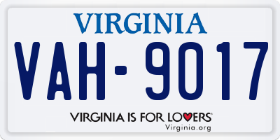 VA license plate VAH9017