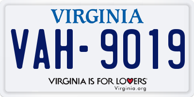 VA license plate VAH9019