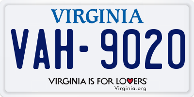 VA license plate VAH9020