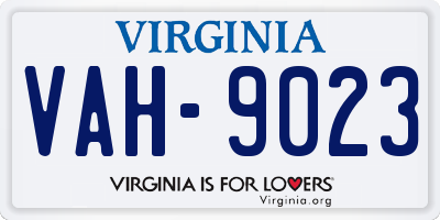 VA license plate VAH9023