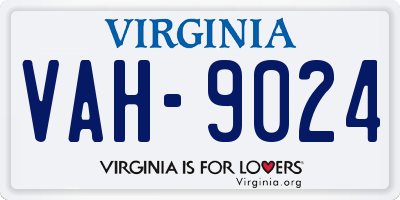 VA license plate VAH9024