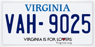 VA license plate VAH9025