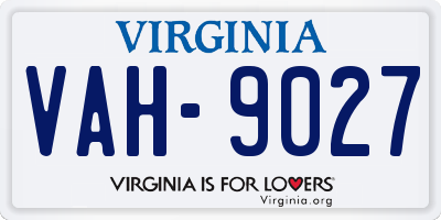 VA license plate VAH9027