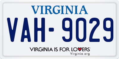 VA license plate VAH9029