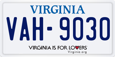 VA license plate VAH9030