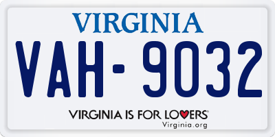 VA license plate VAH9032