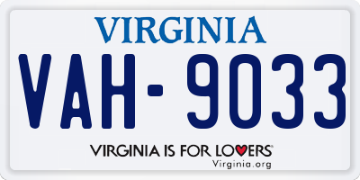 VA license plate VAH9033