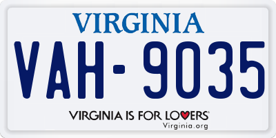 VA license plate VAH9035