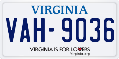 VA license plate VAH9036
