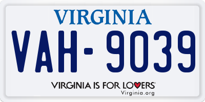 VA license plate VAH9039