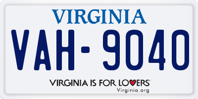 VA license plate VAH9040