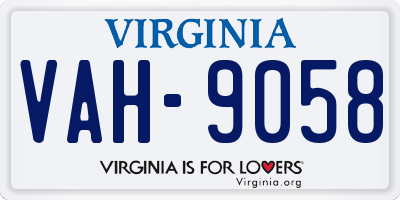 VA license plate VAH9058