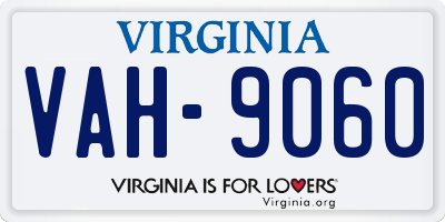 VA license plate VAH9060