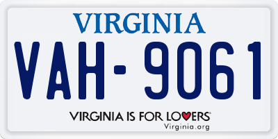 VA license plate VAH9061