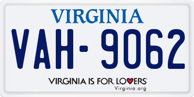 VA license plate VAH9062