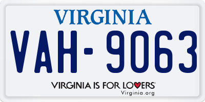 VA license plate VAH9063
