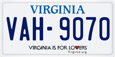 VA license plate VAH9070